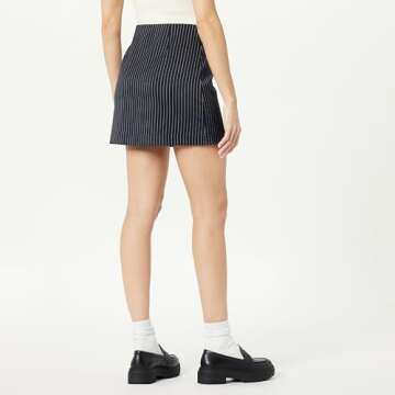 The Drop Women’s Caen Mini Skirt, Navy Pinstripe, L