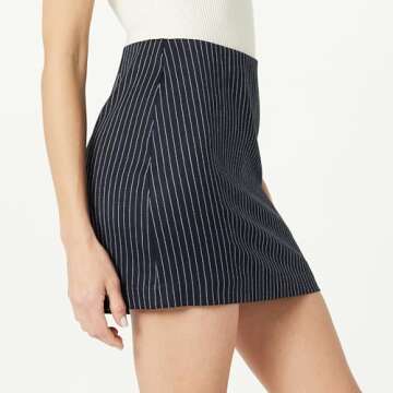 The Drop Women’s Caen Mini Skirt, Navy Pinstripe, L