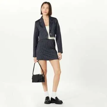 The Drop Women’s Caen Mini Skirt in Navy Pinstripe