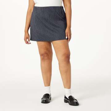 The Drop Women’s Caen Mini Skirt, Navy Pinstripe, L