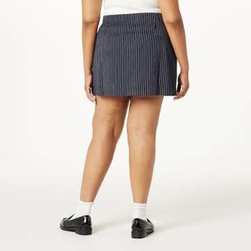 The Drop Women’s Caen Mini Skirt, Navy Pinstripe, L