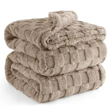 Bedsure Light Taupe Fleece Blanket for Couch - Super Soft Cozy King Blankets for Women, Cute Small B...