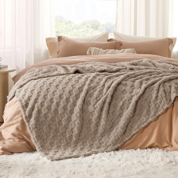 Bedsure Light Taupe Fleece Blanket - Soft Cozy Comfort