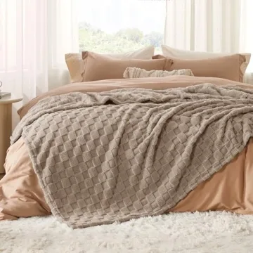 Bedsure Light Taupe Fleece Blanket - Soft Cozy Comfort