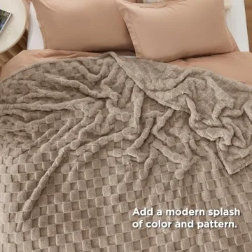 Bedsure Light Taupe Fleece Blanket - Soft Cozy Comfort