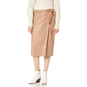 The Drop Women's Manon Faux Leather Wrap Midi Skirt - Chic Styles