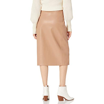 The Drop Manon Faux Leather Midi Skirt in Camel, S