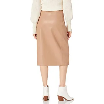 The Drop Manon Faux Leather Midi Skirt in Camel, S