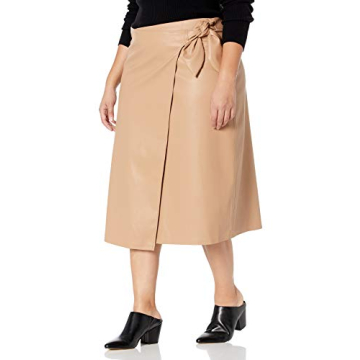The Drop Manon Faux Leather Midi Skirt in Camel, S