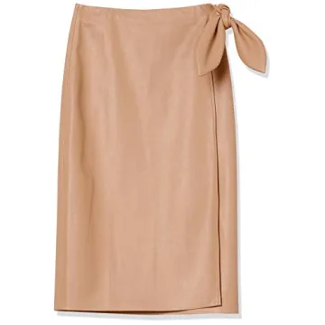 The Drop Manon Faux Leather Midi Skirt in Camel, S