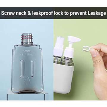 Urvoix Plastic Travel Bottles - Portable Leak Proof Empty Travel Size Containers with Silicone Sleeves for Toiletries Body Wash Liquid Cream(3 Pack)