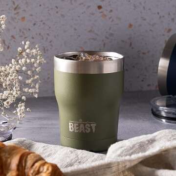 Beast 10 oz Tumbler Stainless Steel Vacuum Insulated Coffee Ice Cup Double Wall Travel Flask (Army Green)