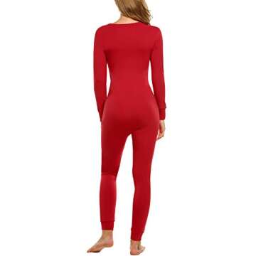 HOTOUCH Women Thermal Sets Womens 2 Pcs Underwear Slimming Top & Bottom Pajama Red S