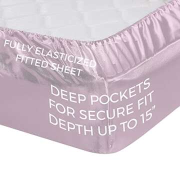 Satin Sheets Twin [3-Piece, Champagne Pink] Hotel Luxury Silky Bed Sheets - Extra Soft 1800 Microfiber Sheet Set, Wrinkle, Fade, Stain Resistant - Deep Pocket Fitted Sheet, Flat Sheet, Pillow Cases