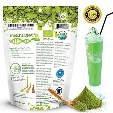 MATCHA DNA Certified Organic Matcha Green Tea Pure USDA Certified Organic Culinary Grade Matcha (12 ...