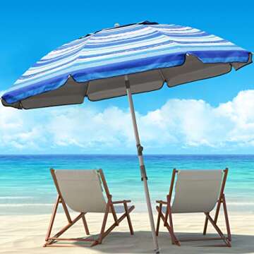 Blissun Portable Beach Umbrella with Sand Anchor and Tilt