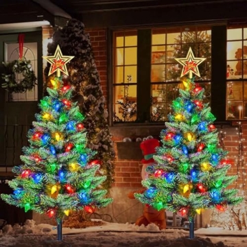 Solar Christmas Trees with 100 LED Lights for Outdoors