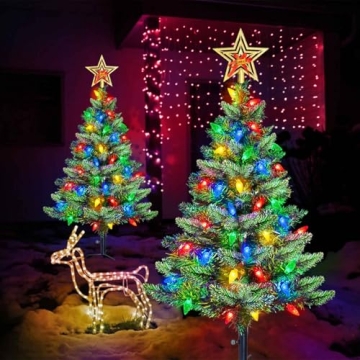 Solar Christmas Trees with 100 LED Lights for Outdoors