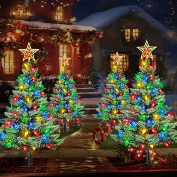 Solar Christmas Trees with 100 LED Lights for Outdoors