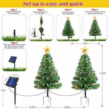 Solar Christmas Trees with 100 LED Lights for Outdoors