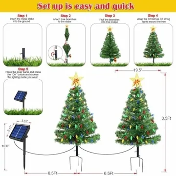 Solar Christmas Trees with 100 LED Lights for Outdoors