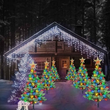 Solar Christmas Trees with 100 LED Lights for Outdoors