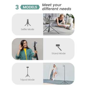 71'' Phone Tripod & Selfie Stick, Tripod for iPhone with Detachable Remote, Portable Phone Tripod St...