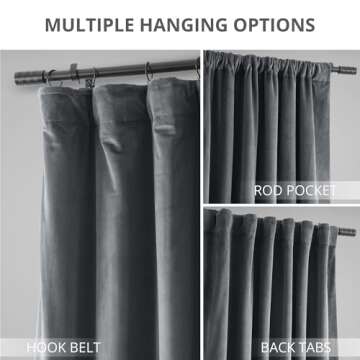 Stylish HPD Velvet Thermal Blackout Curtains in Blue Grey