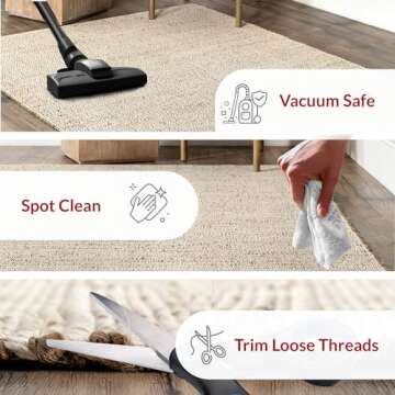 nuLOOM 2x6 Elfriede Jute & Cotton Hand Woven Area Rug, Natural, Solid Rustic Farmhouse Style, Weaved Design, Natural Fiber, For Bedroom, Living Room, Dining Room, Hallway, Office, Entryway