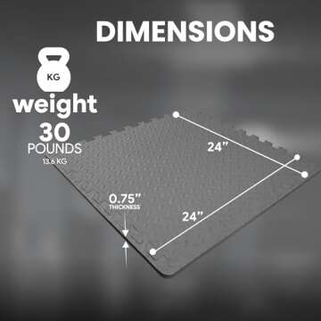 BalanceFrom Puzzle Exercise Mat - 3/4" Thick Interlocking Tiles for Home Gym