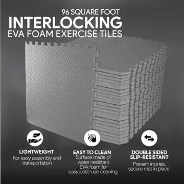 BalanceFrom EVA Foam Interlocking Exercise Mat 96 Sq Ft