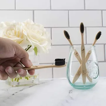Eco-Friendly Bamboo Toothbrushes - Pack of 4 Charcoal Infused