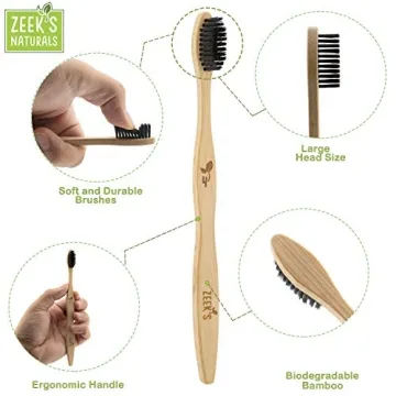 Eco-Friendly Bamboo Toothbrushes - Pack of 4 Charcoal Infused