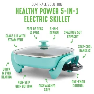 GreenLife 12" Electric Skillet - Nonstick & Versatile Cooking