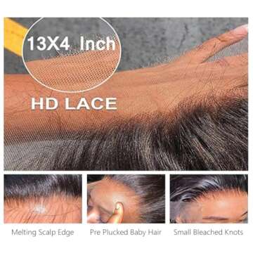 QTHAIR 12A Grade Brazilian Virgin Body Wave Hair Hair Bundle/Closure/Frontal 100% Unprocessed Brazilian Body Wave Human Hair Extensions (24", 13x4 Frontal)