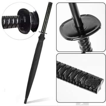 Sword Umbrella Katana Umbrella Samurai Sword Umbrella Japanese Umbrella Samurai Umbrella Creative Strong Windproof Semi-Automatic Knife Umbrella Decoration Birthday Gift (24 bone)