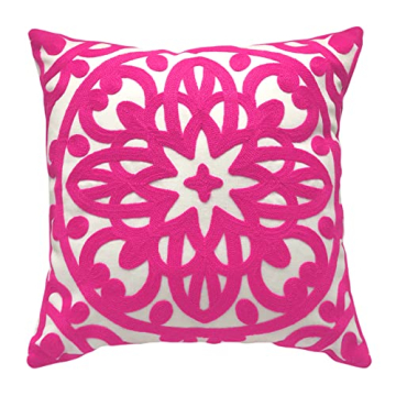 Alysheer Embroidered Decorative Throw Pillow Cover 18x18 inches, Classic Boho Mandala Knit Pattern, ...