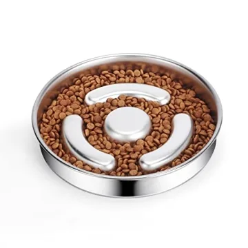 Stainless Steel Slow Feeder Dog Bowl for Fast Eaters by AIPERRO