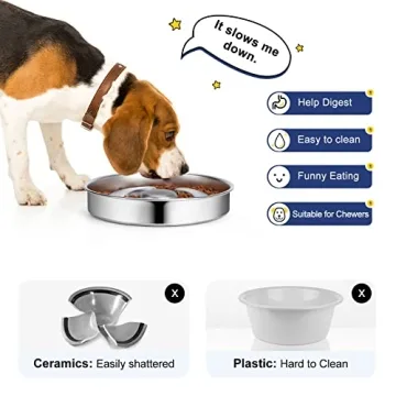 Stainless Steel Slow Feeder Dog Bowl for Fast Eaters by AIPERRO
