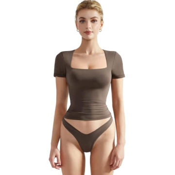 SUUKSESS Women's Buttery Soft Double Lined Crop Tee - Y2K Style