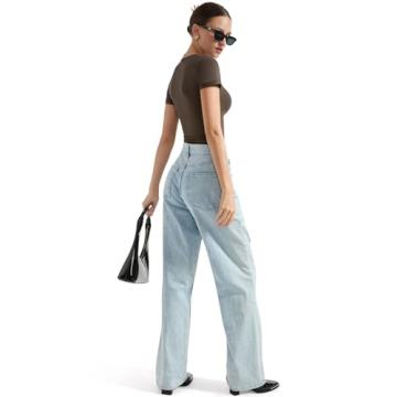 SUUKSESS Women Double Lined Soft Stretchy Crop Tee Y2K