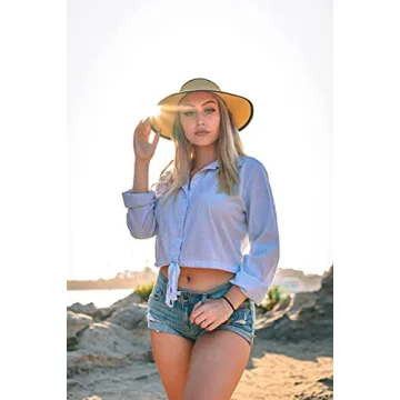 Pineapple&Star Vienna Visor Women's Summer Sun Straw Foldable Hat UPF 50+ (Black)