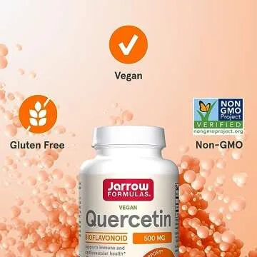 Jarrow Formulas Quercetin 500 mg, Dietary Supplement, Antioxidant Support for Cardiovascular and Immune Health, 100 Veggie Capsules, 100 Day Supply