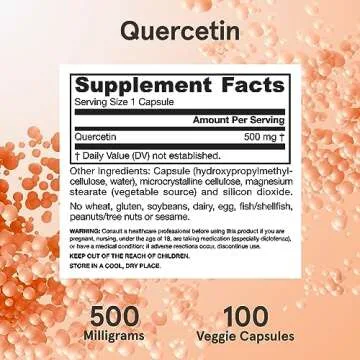 Jarrow Formulas Quercetin 500 mg, Dietary Supplement, Antioxidant Support for Cardiovascular and Immune Health, 100 Veggie Capsules, 100 Day Supply