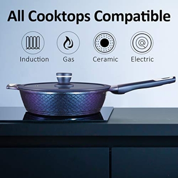 11" Nonstick Frying Pan with Lid - Stylish & Durable