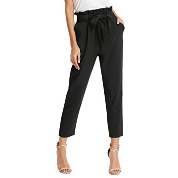 Stylish Cropped Paper Bag Pants with Pockets