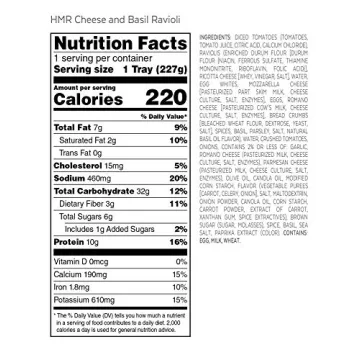 HMR Cheese and Basil Ravioli Entrée - Healthy & Delicious