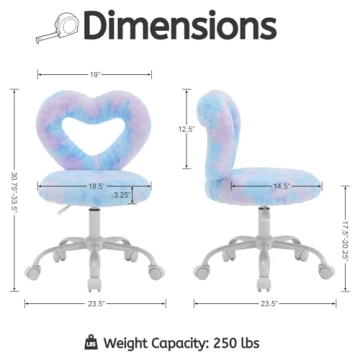 LukeAlon Kids Desk Chair with Faux Fur Heart Backrest