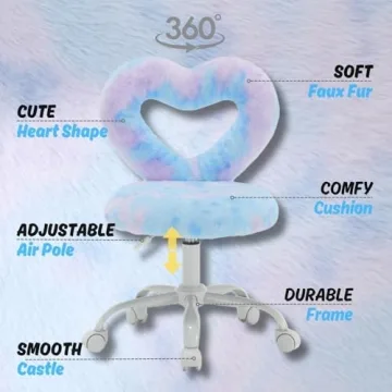 LukeAlon Kids Desk Chair with Faux Fur Heart Backrest