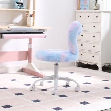 LukeAlon Kids Desk Chair with Faux Fur Heart Backrest